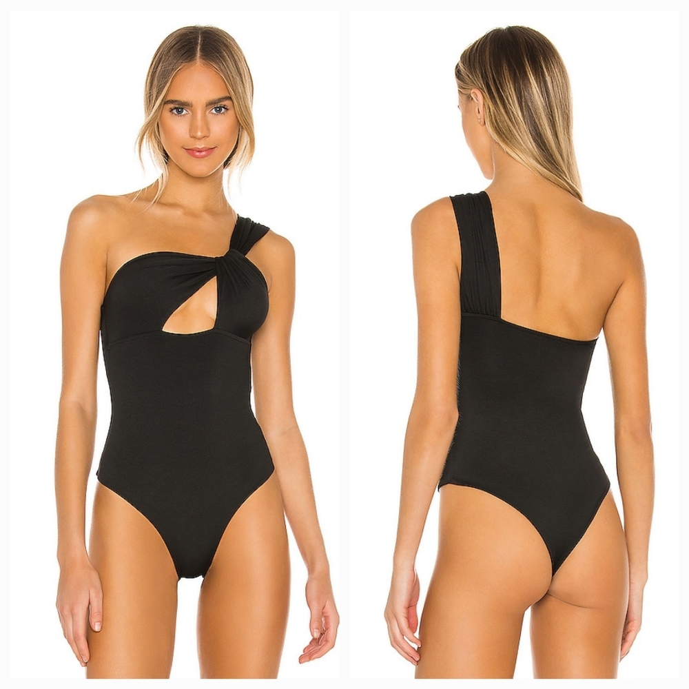 Superdown Jimena One Shoulder Bodysuit in Black